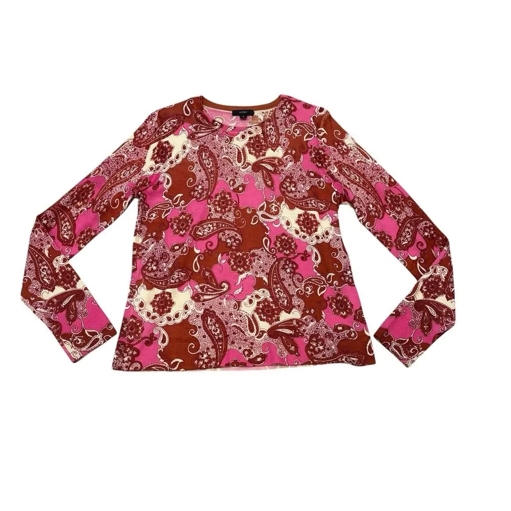 J. Crew Paisley 100% Merino Wool Margot Sweater Size M
